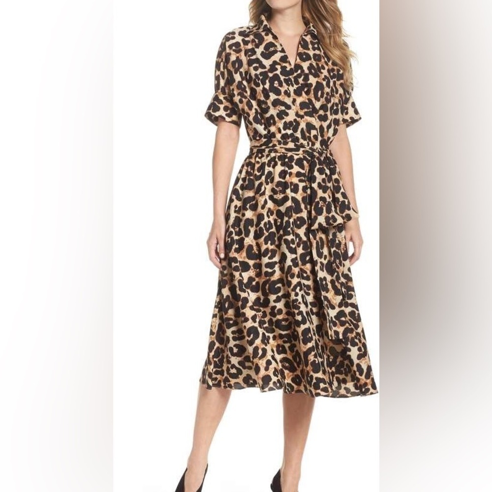 Eliza J Animal Print Midi Dress‎